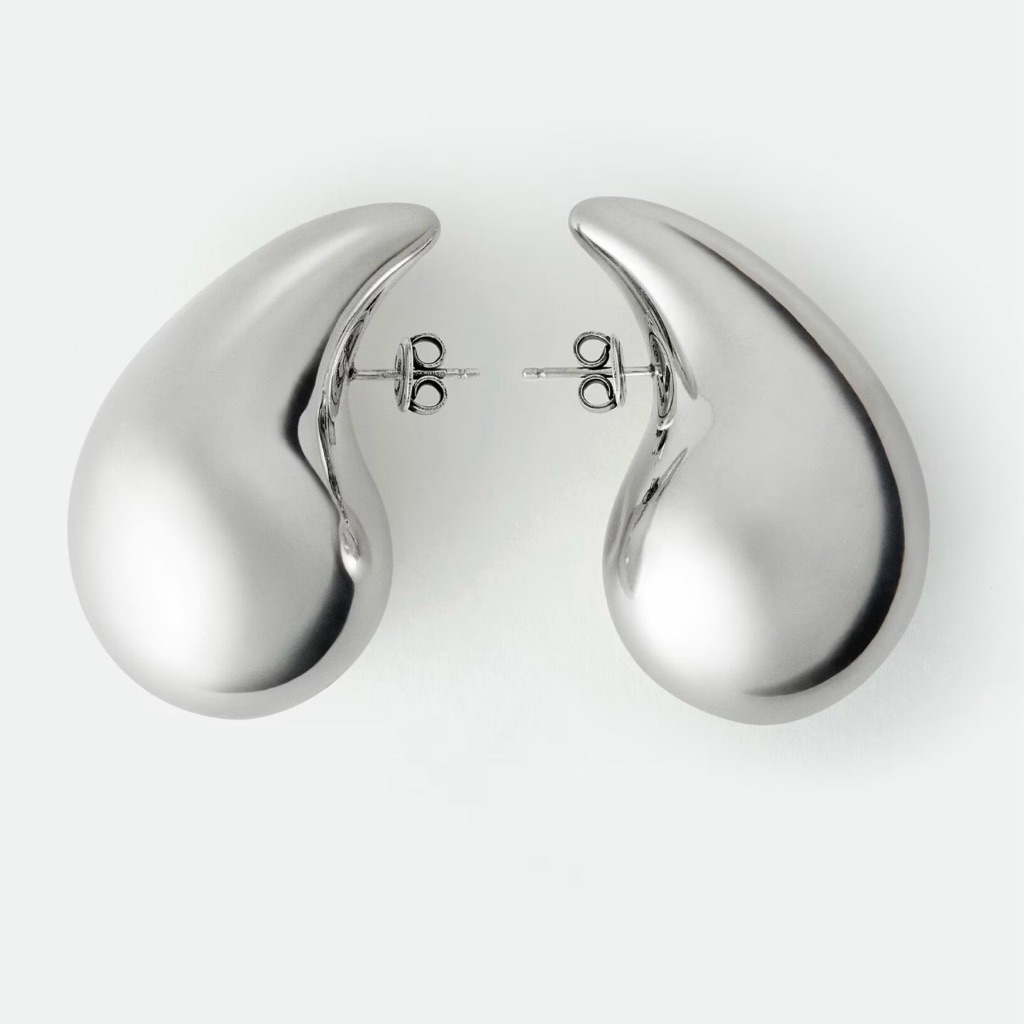 Polished Silvertone Dome Stud Earrings - Classic Women's Jewelry